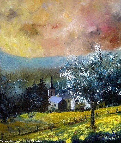 Artwork >> Pol Ledent >> Printemps à Gendron #artwork, #masterpiece, #painting, #contemporary, #art, #nature, #trees, #sky Peisaj Abstract, Home Decor Paintings, Original Landscape, Abstract Landscape, Impressionism, Artist Studio, Sale Artwork, Art Wallpaper, Buy Art