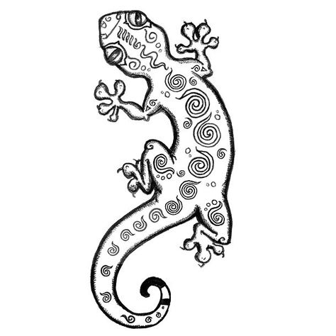 A black tattoo design of a funny gecko. Gekko Tattoo, Gecko Tattoo, Gecko Wall Art, Colorful Lizards, Lizard Tattoo, Coloring Page Ideas, Wood Burning Patterns, Stencil Patterns, Coloring Pages Printable