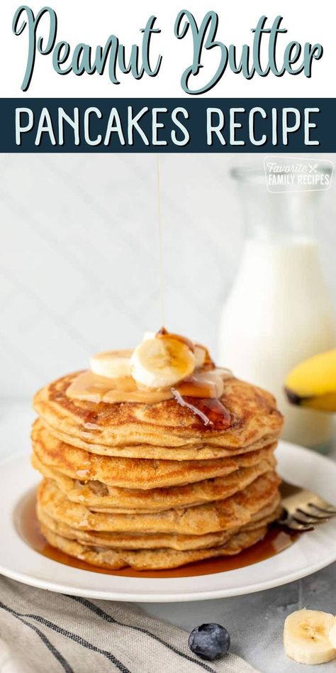 These peanut butter pancakes are positively heavenly! Every bite has just the right amount of that peanut butter flavor, without it being too overwhelming. They are simple to make with pantry staple ingredients. This recipe will keep the pancakes airy and fluffy, even with the welcome addition of diced banana! Peanut Butter Pancakes, Butter Pancakes, Pantry, Pancakes, Peanut Butter, Peanut, Butter