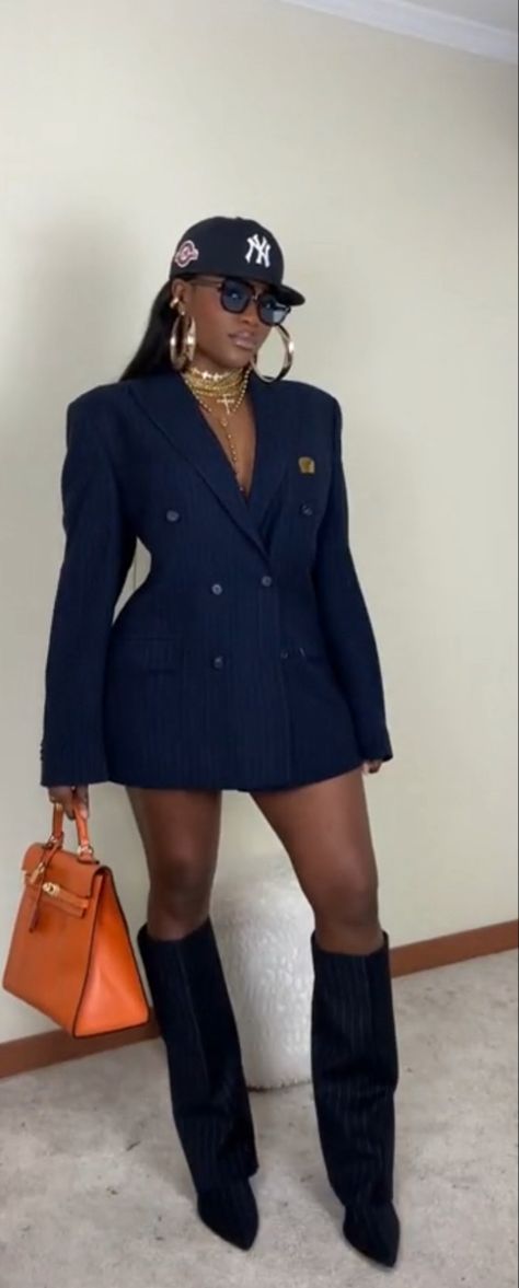 Night Out Outfit Classy, Navy Blue Outfit, Corporate Baddie, Outfit Classy, Corporate Fashion, Night Out Outfit, Black Women Fashion, Blue Outfit, Fun Fashion