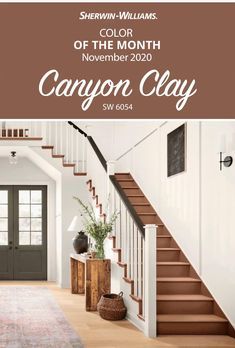 Sw Cavern Clay Paint, Canyon Clay Paint, Sherwin Williams Canyon Clay, Canyon Clay Sherwin Williams, Clay Paint Color, Paint Decor, Red Paint Colors, Color Of The Month, Transitional Home Decor