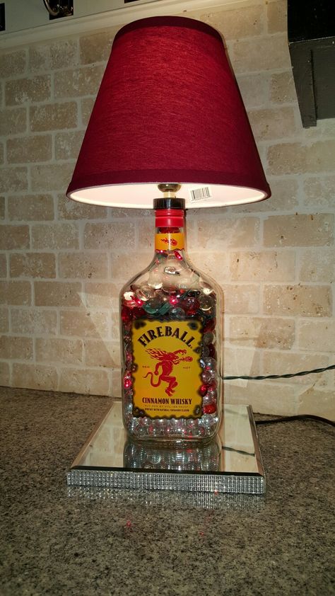 My Diy Fireball Lamp.. and red lights inside too Fireball Bottle, Diy Bottles, Red Lights, Diy Bottle Crafts, Bottle Lamp, College Apartment, Diy Crafts To Do, Diy Bottle, Diy Crafts For Gifts