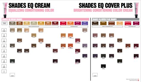 Redken shades eq cover plus color chart Redken Color Fusion Chart, Redken Shades Eq Color Chart, Redken Chromatics Color Chart, Redken Color Chart, Redken Hair Color Chart, Shades Eq Color Chart, Level 6 Hair Color, Redken Chromatics, Hair Color Swatches