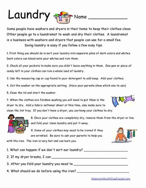 Here is another life skills worksheet.  I wish all my students did their own laundry.  Unfortunately I still have students whose parents w... Life Skills Worksheets, Life Skills Class, Functional Life Skills, Life Skills Lessons, Life Skills Classroom, Teaching Life Skills, Algebra Worksheets, Living Skills, Life Skills Activities