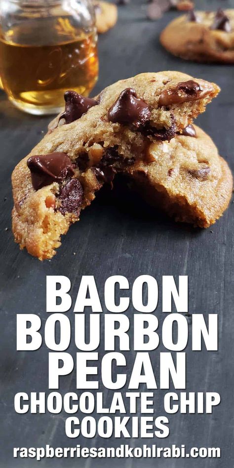 Bacon Grease Chocolate Chip Cookies, Fat Chocolate Chip Cookies, Drunken Desserts, Bourbon Cookies, Bacon Chocolate Chip Cookies, Bacon Cookies, Chocolate Chip Pecan Cookies, Chocolate Bacon, Chocolate Bourbon