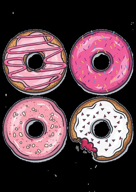 Donut Drawing, Donut Art, Stickers Cool, Cd Art, Pink Donuts, Cute Food Drawings, Mini Donuts, Food Drawing, Graffiti Lettering