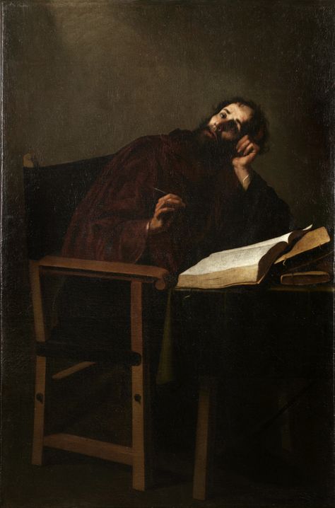 Attributed to Francisco de Zurbarán - Saint Augustine, Bishop of Hippo (354-430) in Meditation, circa 1620 - 1624 - Category:17th-century paintings of Augustinus - Wikimedia Commons Kingston Lacy, 17th Century Paintings, Temptation Of St Anthony, Augustine Of Hippo, Spanish School, Baroque Painting, 17th Century Art, Religious Paintings, Meditation Art