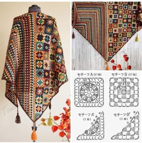 Uncinetto Zig Zag, Jaket Crochet, Crochet Shawl Diagram, Crocheted Shawl, شال كروشيه, Poncho Crochet, Mode Crochet, Crochet Poncho Patterns, Clothing Patterns Free