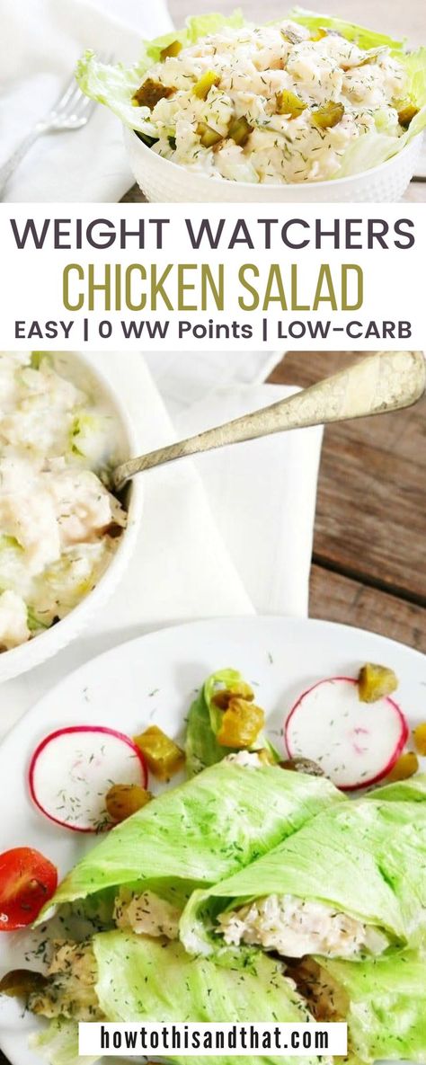 This recipe is naturally keto, low carb and even zero weight watchers points! Our easy low carb chicken salad or weight watchers chicken salad, cause it is both, is the perfect make ahead meal for the week. Serve on bread or wrap in lettuce. Our dill pickle chicken salad is packed with... you guessed it, dill pickles. Aside from the pickles we added celery for crunch and freshness. It really is simple to whip up any time of the day. Ww Chicken Salad Recipe, Chicken Salad With Dill, Weight Watchers Chicken Salad, Chicken Salad Keto, Dill Pickle Chicken Salad, Pickle Chicken Salad, Dill Pickle Chicken, Pickle Chicken, Weight Watchers Food Points