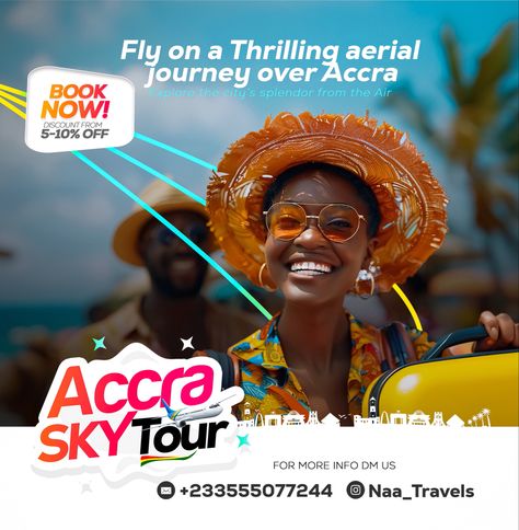 Travel and Tour by flying through the air for  new experience by plane Tour Flyer Design, Tour Flyer, Design For Social Media, Flyer Design, Social Media, Graphic Design, Media, Books, Travel