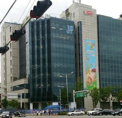 Jyp Entertainment Building, Idol Oc, Entertainment Building, Jyp Nation, Korea Aesthetic, Group Name, Entertainment Center Makeover, Jyp Entertainment, Entertainment Center Repurpose