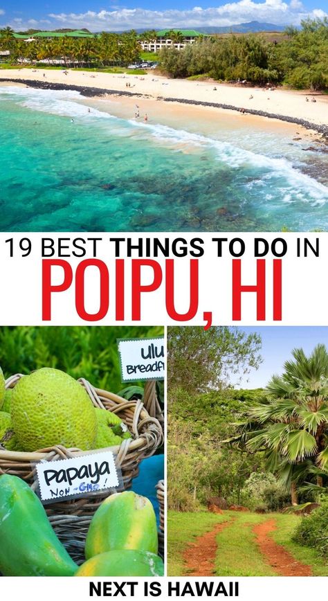 Are you heading to Kauai's south coast and are looking for the best things to do in Poipu and Koloa town? This guide details the best Poipu attractions and more! | Poipu things to do | What to do in Poipu | Poipu beaches | Poipu restaurants | Poipu coffee | Places to visit in Kauai | Places to visit in Poipu | Things to do in Koloa | Visit Koloa | Poipu snorkeling | Poipu road trips | Poipu itinerary | Visit Poipu Kuai Hawaii, Kauai Things To Do, Kauai Restaurants, Hawaii Trip Planning, Hawaii Vacation Tips, Hawaii Itinerary, Kauai Travel, Kauai Island, Kauai Vacation