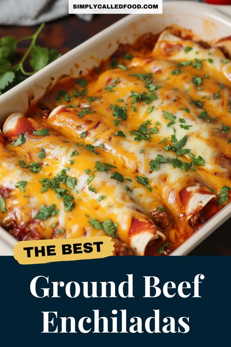 Ground Beef Red Enchiladas, Ground Beef And Rice Enchiladas, Beef Enchilada Recipe Easy, Healthy Ground Chuck Recipes, Enchiladas With Ground Beef, Enchilada Ground Beef, Dinner Recipes With Ground Beef Mexican, Mexican Food Recipes Easy Healthy, Gr Beef Enchiladas