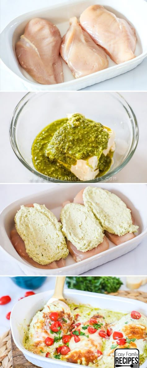 This Baked Pesto Chicken is on of those recipes you will make over and over again Roasted Spaghetti Squash, Baked Pesto Chicken, Low Carb Diet Recipes, Low Carb Dinner Recipes, Pesto Recipe, Low Carb Chicken, Pesto Chicken, Grape Tomatoes, Easy Family Meals