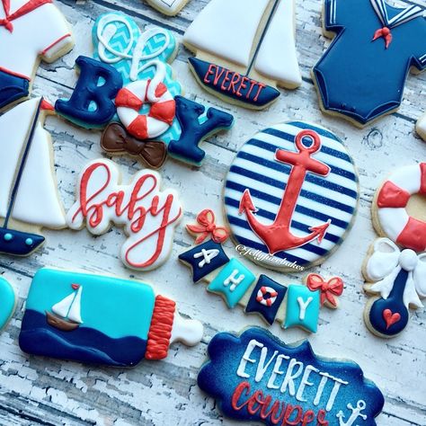 89 Likes, 2 Comments - JellyfurrBakes (@jellyfurrbakes) on Instagram: “New Shipmate Onboard ⚓️⛵️ . • . #AhoyItsABoy #AnchorsAweigh #PreciousCargo #⚓️ #AllHandsOnDeck…” Butter Sugar Cookies, Ahoy Its A Boy, Cookie Company, Shower Cookies, Baby Shower Decorations For Boys, Diy Cookie, Nautical Baby Shower, Baby Cookies, Pretty Cookies