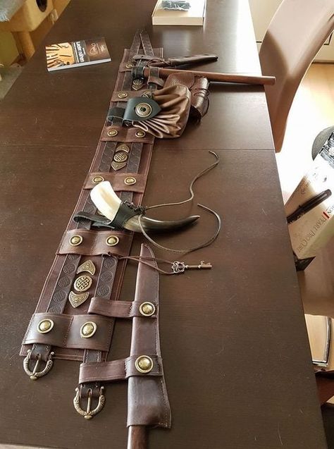 Viking Battle, Battle Belt, Viking Belt, Viking Garb, Fair Outfits, Viking Costume, Viking Clothing, Larp Costume, Diy Jewelry Unique