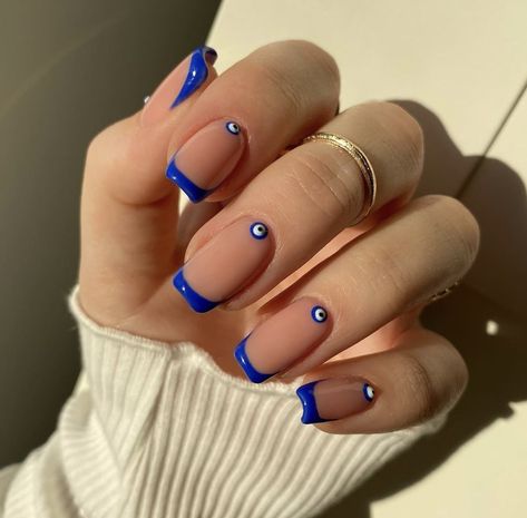 Painted Toe Nails Ideas, Short Biab Nail Designs, Evil Eye Nail Designs, Karma Nails, Evil Eye Nails, Quick Nail Art, Hello Nails, Edgy Nails, Simple Gel Nails