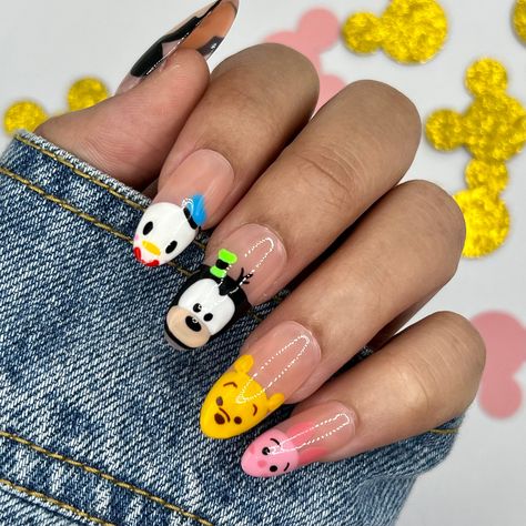 Disney Tsum Tsum Press on Nails Disney Nails Disneyworld Glue on Nails Fake Nails Short Nails Gifts for Her Vacation Nails - Etsy Disney Themed Nails, Spongebob Nails, Disney Princess Nails, California Nails, Disneyland Nails, Cartoon Nail Designs, Nails Disney, Disney Inspired Nails, Disney Acrylic Nails