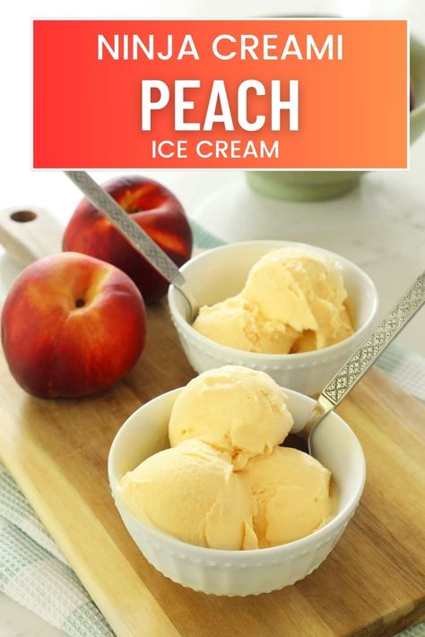 How to make homemade peach ice cream in your Ninja Creami. Peach ice cream made with fresh juicy peaches, cream and milk. Peach Ice Cream Ninja Creami Fresh Peaches, Peach Ninja Creami, Peach Ice Cream Recipe, Homemade Peach Ice Cream, Cooking For Dummies, Peach Muffins, Pinterest Food, Peach Ice Cream, Making Homemade Ice Cream