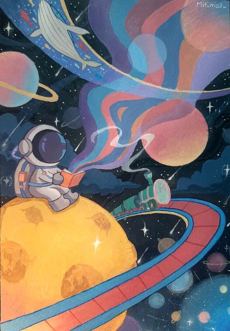 Planet Drawings, Storybook Art Illustrations, Galaxy Illustration, Nasa Art, Astronaut Wallpaper, Space Drawings, Storybook Art, Doodle Art Journals, Cute Canvas Paintings