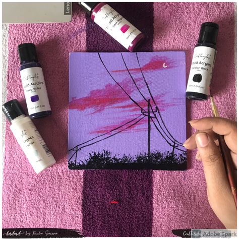 Acrylic Asthetic Paintings, Asthetic Paintings, Paint Inspo, Girl Drawing Sketches, Art Journal Therapy, Canvas Painting Designs, Small Canvas Art, Sunset Art, Cloud Painting