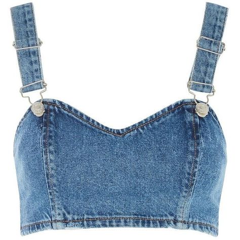 TopShop Moto Denim Bralet ($24) ❤ liked on Polyvore featuring tops, crop tops, bralets, denim, mid stone, strap crop top, blue top, spaghetti-strap top, denim crop top and sweetheart top Buckle Strap Top, Denim Crop Top Outfit, Denim Bralet, Pola Bra, Denim Bralette, Crop Top Jeans, Sweetheart Crop Top, Sweetheart Neckline Top, Sweetheart Top