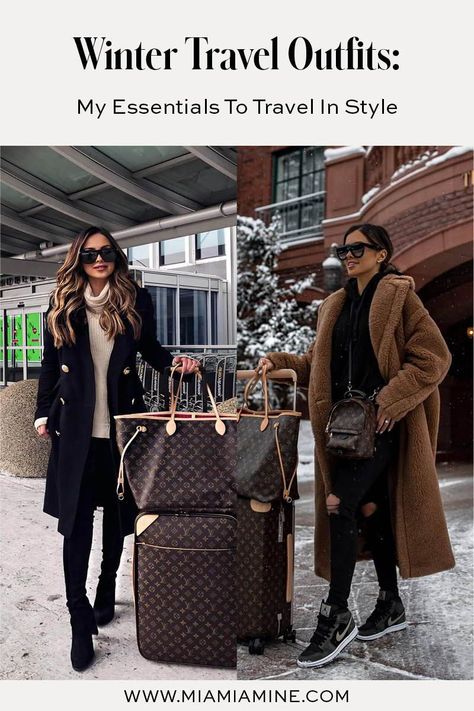 Airplane Winter Outfit, Traveling In Winter Outfits, Winter Outfits Traveling, Airport Outfit Ideas Winter, Chic Plane Outfit Winter, Winter Airport Look Women, Traveling In Style, Outfits For Winter In Italy, Site Seeing Outfit Winter