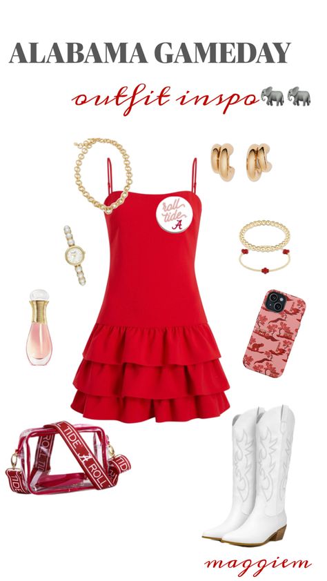 Yet another Bama gameday fit! Enjoy! Cute Alabama Football Outfits, Bama Outfits, Gameday Outfit Alabama, Red Game Day Outfit, Bama Gameday Outfit, Ark Game, Wag Outfits, Alabama Gameday Outfit, Bama Gameday