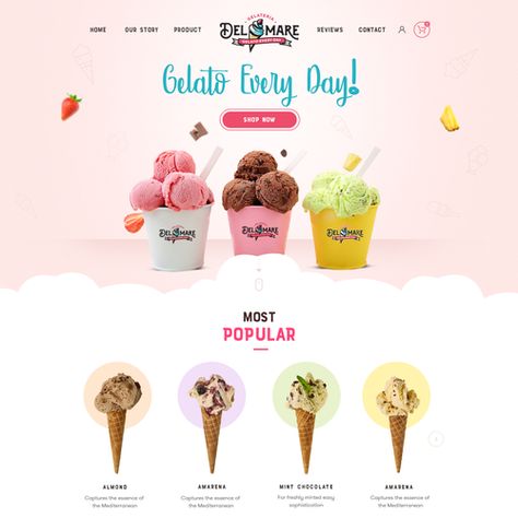 Ice Cream Web Design, Ice Cream Shop Website Design, Ice Cream Website Design, Ice Cream Banner Design, Sunglasses Website Design, Ice Cream Menu Design, Gelato Design, Ice Cream Website, Coffee Video