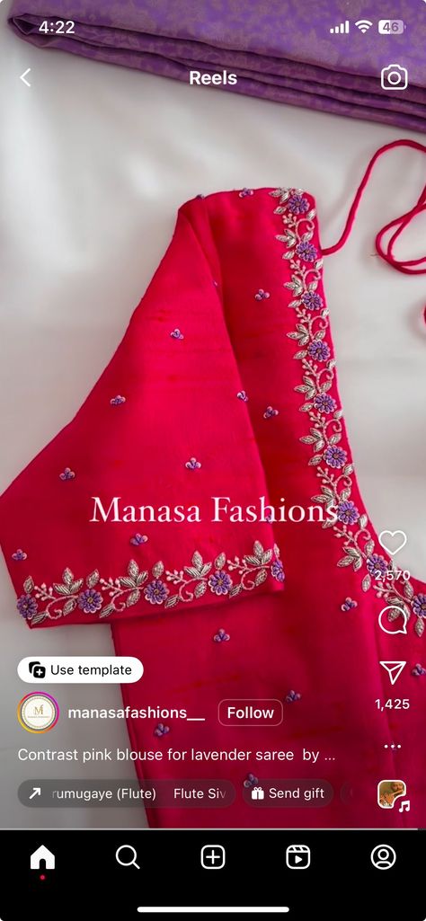 Purple Color Blouse Maggam Work, Border Work Blouse Designs, Simple Hand Work Designs For Blouse, Maggam Work Neck Designs, Mudi Kuttu Maggam Work, Trendy Maggam Work Blouse Designs, Simple Blouse Embroidery Designs, Simple Work Blouse Designs Latest, Simple Handwork Blouse Design