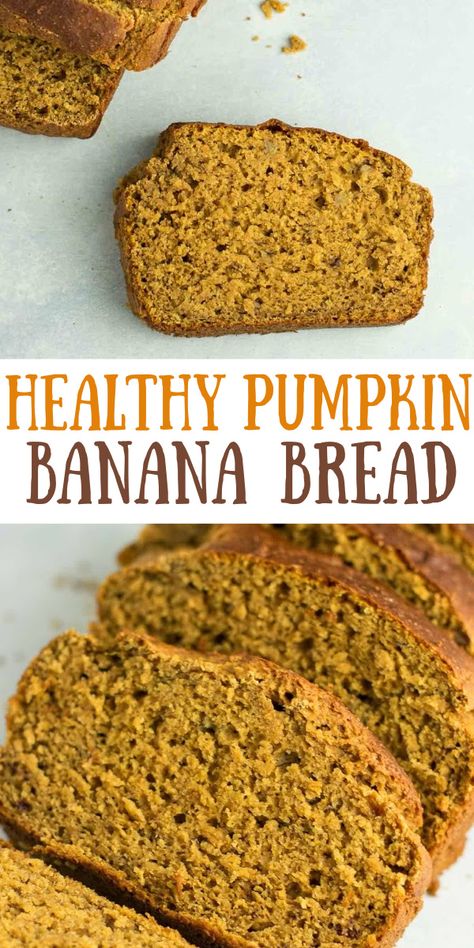 Banana Fall Recipes, Healthy Desserts With Pumpkin Puree, Pumpkin Banana Bread Healthy, Healthy Pumpkin Banana Bread, Fall Pumpkin Recipes, Pumpkin Banana Bread Recipe, Pumpkin Cornbread, Chia Recipes, Pumpkin Puree Recipes