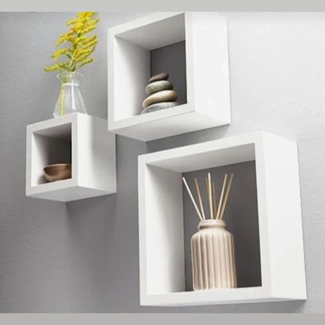 Vanity Makeup Rooms, Display Shelf Design, Cube Wall Shelf, Corner Shelf Ideas, Small Space Interior Design, Wall Niche, Wall Shelf Decor, Wall Shelves Design, Cube Shelves