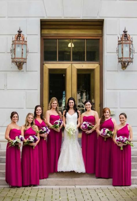 Magenta Dresses, Magenta Bridesmaid Dresses, Sangria Wedding, Magenta Wedding, Pink Yarrow, Hot Pink Weddings, Rose Fushia, Magenta Dress, Bridesmaid Colors