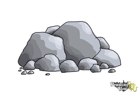 Draw Rocks, Easy Step, To Draw, Step By Step, For Kids