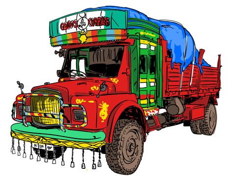 Indian Old Truck vector Indian Truck, Jeep Art, Bengali Art, Cubist Art, Old Lorries, Building Illustration, Old Truck, Truck Art, Truck Design