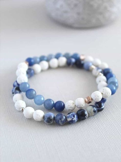 Cheap Blue Bracelets With Polished Beads, قلادات متدلية, Girly Bracelets, Crystal Bead Jewelry, Lava Bead Bracelet, Blue Aventurine, Bracelet Inspo, Healing Gemstone Bracelets, Gem Jewelry