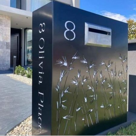 Letterbox - Iron Bark Metal Design Large Outdoor Wall Decor, Metal Lamp Design, Letter Box Design, Concert Stage Design, Showroom Decor, Indian Bedroom Decor, Electric Box, Metal Facade, Design Sculpture