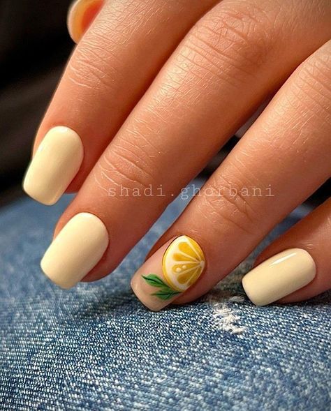 Cute French Tips, Nail Designs For Beginners, Summer Nails Simple, Lemon Nails, Ideas Uñas, 23 Summer, Snowflake Nail, Gel Capsules, Summer Nail Designs