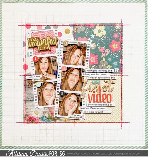 Allison Davis, My First Youtube Video, Scrapbook Generation, Scrapbook Design Layout, Creative Scrapbook, New Year Goals, Grid Layouts, Scrapbook Sketches, Pad Design