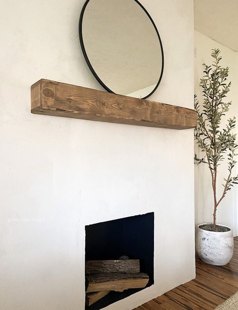 DIY CONCRETE FIREPLACE Concrete Over Brick Fireplace, Concrete Fireplace Diy, White Concrete Fireplace, Diy Concrete Fireplace, Faux Mantel, Traditional Fireplace Mantel, Fireplace Room, Stone Mantel, Fireplace Update