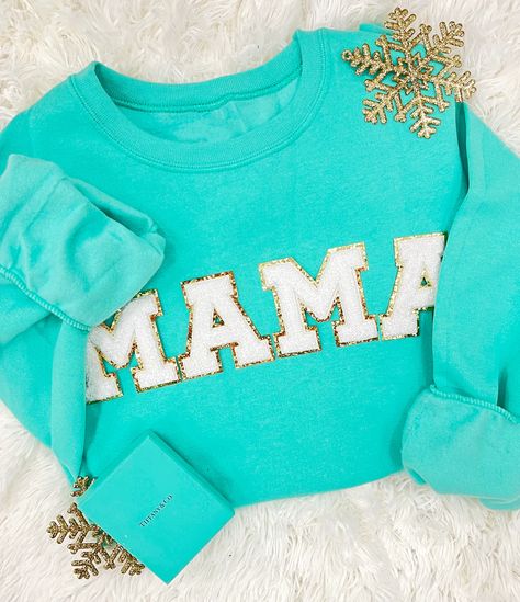 Mama/Mom Letter Patch Crewneck Sweatshirt – United Monograms Iron On Letters Shirt Diy, Puff Vinyl Sweatshirt, Patch Crewneck, Happy Store, United Monograms, Patch Sweatshirt, Chenille Patches, Latest Obsession, Color Sweatshirt