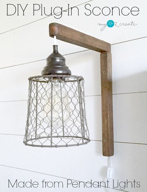 From My Love 2 CreateDIY Plug-in Sconces, from pendant lights Pallet Wall Art, Staging Ideas, Diy Lampe, House Design Ideas, Rustic Pendant Lighting, Kitchens And Bedrooms, Diy Farmhouse Decor, Farmhouse Lighting, Diy Farmhouse