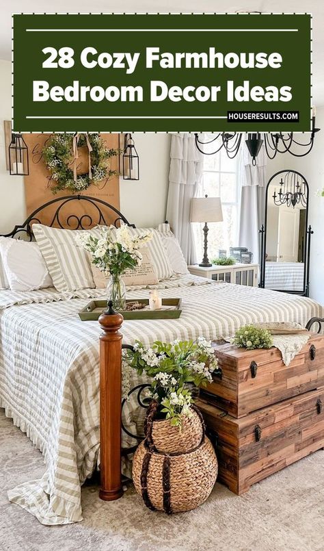 Transform your bedroom with our farmhouse decor ideas. 🛏️ Learn how to incorporate rustic details, like reclaimed wood and vintage accessories, into your design. Our farmhouse bedroom decor ideas will help you create a warm and inviting space that feels like home. Get inspired today! 🌸 Farmhouse Bedding Ideas Joanna Gaines, Small Guest Bedroom Ideas Farmhouse, Plaid Bedroom Ideas, Country Chic Bedroom Ideas, Southern Living Bedroom, Cozy Farmhouse Bedroom Ideas, Country Farmhouse Bedroom, Joanna Gaines Bedroom, Country Chic Bedroom