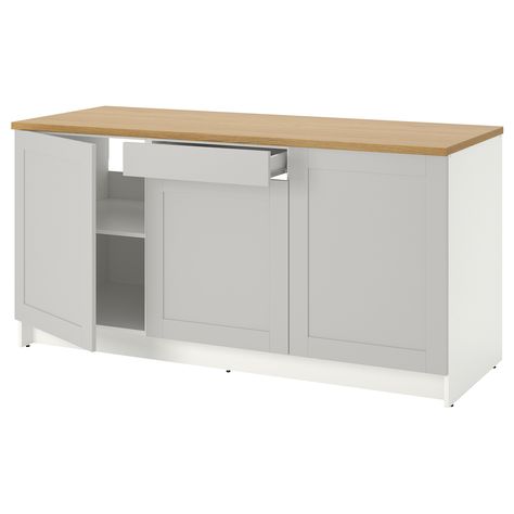 KNOXHULT Base cabinet with doors and drawer - gray - IKEA Small Basement Kitchen, Ceramic Cooktop, Freestanding Cooker, Ikea Kitchen Cabinets, Small Kitchen Island, Cabinet With Doors, Laminate Countertops, Kitchen Farmhouse, Base Cabinet