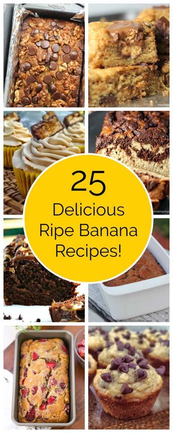 Hooray!  We have 25 Delicious Recipes to go 'Ripe' Bananas Over!  Ripe bananas are one of the most popular ingredients to use in recipes! #ripebananas #bananas #bakingwithbananas #bananabread #bananarecipes Recipes With Three Ripe Bananas, Recipes For 2 Ripe Bananas, Use Bananas Before They Go Bad, Simple Ripe Banana Recipes, Frozen Ripe Banana Recipes, Recipes To Use Up Ripe Bananas, Things To Do With Frozen Bananas, What To Make With Over Ripe Bananas, Best Recipes To Use Ripe Bananas