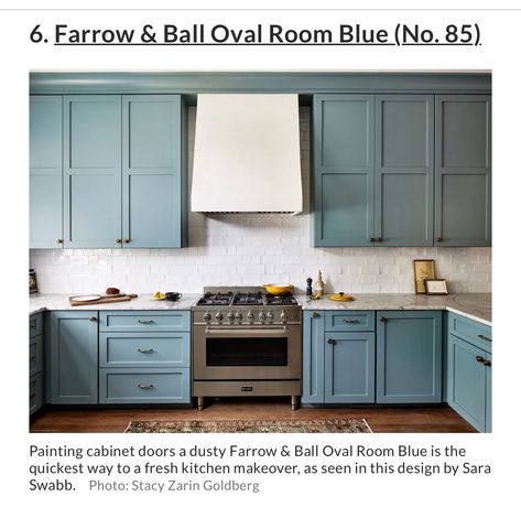 Best Kitchen Cabinet Paint, Blue Green Kitchen, Oval Room Blue, Painted Kitchen Cabinets Colors, Best Kitchen Cabinets, Blue Kitchen Cabinets, Green Kitchen Cabinets, Cabinet Paint Colors, White Kitchens