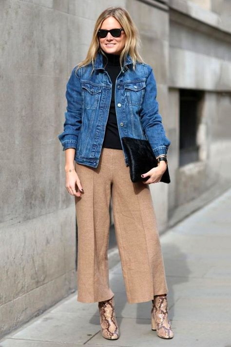 Culotte Style, Outfit Jeans, Looks Street Style, Casual Work Outfits, 가을 패션, Mode Inspiration, Work Fashion, Look Fashion, Jacket Outfits