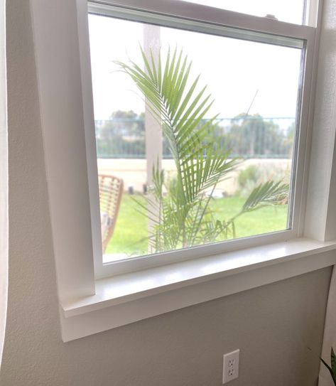 Diy Window Frame, White Window Trim, Modern Baseboards, Diy Window Trim, Frame Tutorial, Interior Window Trim, Window Sill Decor, Window Trim Exterior, Window Ledge