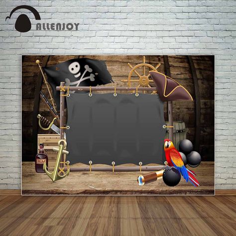 Allenjoy pirata party backdrop with parrot for children custom background decoration golden anchor photocall for a photo shoot Pirates Theme, Custom Background, Metal Grid, Background Decor, Flower Party, Party Backdrop, Background Decoration, Stage Decorations, Table Centers