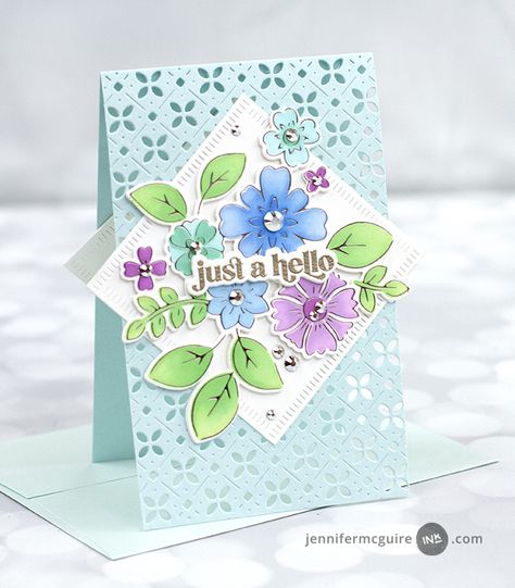 Stretch Your Coverplate Dies Video by Jennifer McGuire Ink Jennifer Mcguire Cards, Jennifer Mcguire Ink, Fusion Ink, Studio Cards, Diamond Tile, Pinkfresh Studio, Jennifer Mcguire, Fancy Script, Heart Party